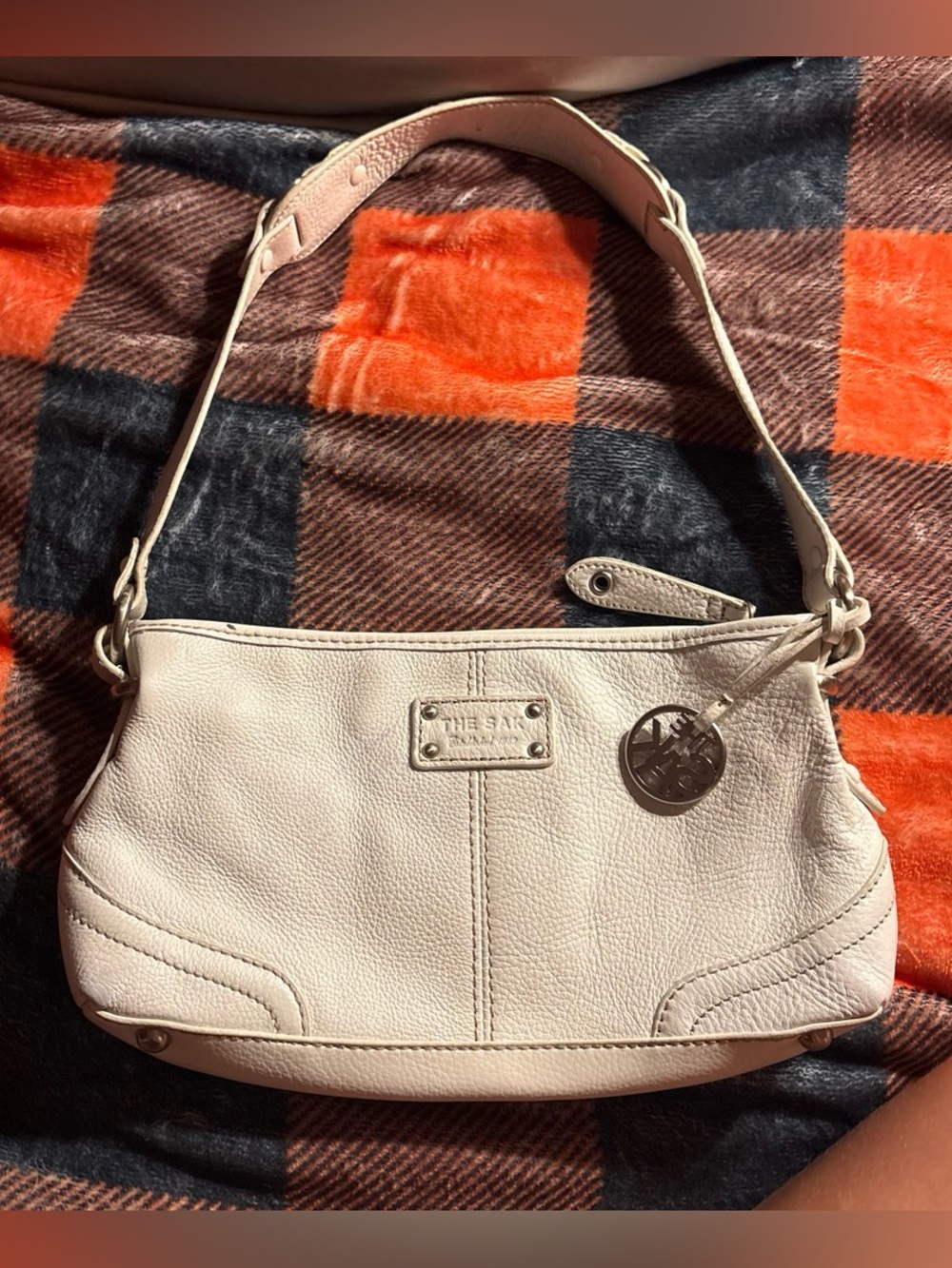 The Sak Cream Pebbled Leather Shoulder Bag